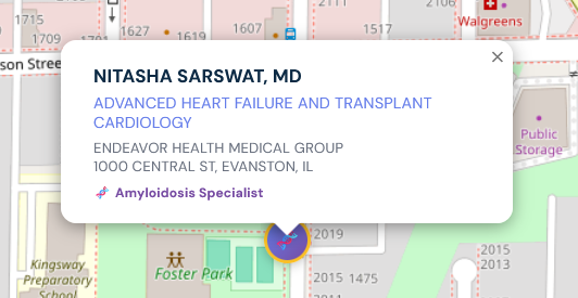Find Provider Map showing Dr. Nitasha Sarswat
